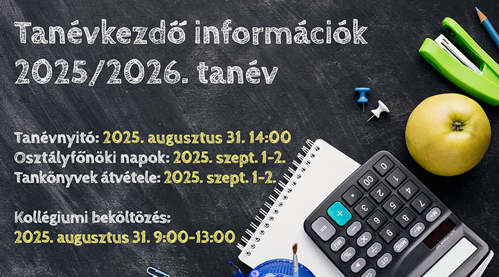 Tanévkezdő információk 2025/2026.